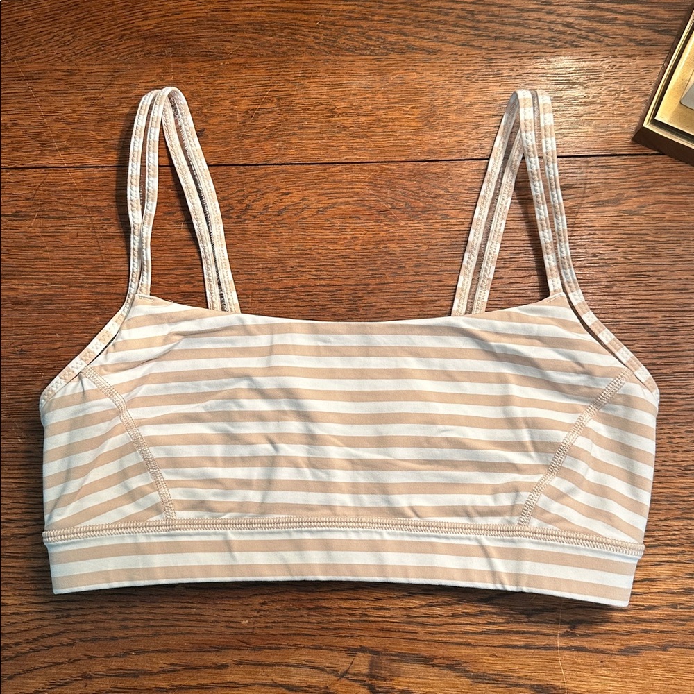 Lululemon Coastal Striped Beige and White Sports Bra